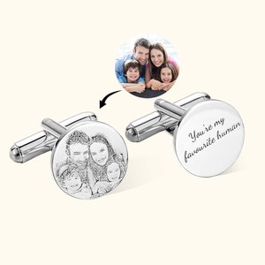 Gemelli personalizzati con ritratto fotografico e testo inciso Regalo di San Valentino per la festa del papà per gli uomini