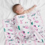 Personalized Cute Pink Golf Soft Baby Throw Blanket with Name Skin-friendly Birthday Baby Shower Gift for Newborn Baby