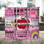 Personalisierte 3D Pink Apple Pencil Teach Love Inspire Food-Grade 20oz Skinny Tumbler mit Namen Lehrer Wertschätzung zurück zu Schule Geschenk für Le