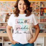 Personalized Kindergarten Primary School Grade Colourful Letters T-shirt with Name Teacher's Day Back to School Gift for Teacher