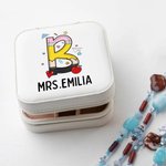 Personalized Graffiti Pencil Apple Portable Jewellery Box with Name Initial Teacher's Day Appreciation Gift for Teacher