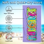 Personalized Oversized Quick Dry Bright Paisley Floral Beach Towel with Name Birthday Summer Vacation Party Gift for Her