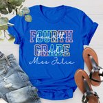 Personalized Kindergarten Primary School Grade Colourful Letters T-shirt with Name Teacher's Day Back to School Gift for Teacher