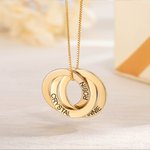 Personalizado Collar de Plata de Ley con 2-5 Anillos Rusos Entrelazados y Nombre Grabado Día de la Madre Cumpleaños Regalo para Familias