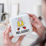 Personalized Graffiti Pencil Apple Portable Jewellery Box with Name Initial Teacher's Day Appreciation Gift for Teacher