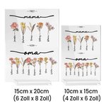Personalisierte Acryl-Platte First Mama Now Oma Geburtsblume Rechteck Haus Deko mit Sockel Muttertag Geschenk für Oma Mama