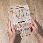 Personalisierte Acryl-Platte First Mama Now Oma Geburtsblume Rechteck Haus Deko mit Sockel Muttertag Geschenk für Oma Mama