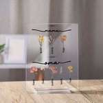 Personalisierte Acryl-Platte First Mama Now Oma Geburtsblume Rechteck Haus Deko mit Sockel Muttertag Geschenk für Oma Mama