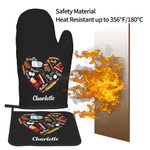 Strumenti da forno personalizzati Love Heart Set di guanti da forno e presine resistenti al calore con testo e passante da appendere per gli amanti de