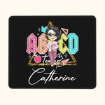 Personalized Retro ABCD Teacher Tour Mouse Pad with Cartoon Character and Name Appreciation Back to School Gift for Teacher