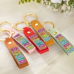 Personalisierte Multicolor Dalmatiner Dots Leder Schlüsselanhänger mit Namen Hochzeit Party Geburtstag Geschenk für sie