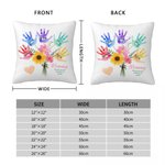 Funda de almohada personalizada con 1 o 8 nombres y un bouquet floral de huellas de manos Regalo de cumpleaños para mamá