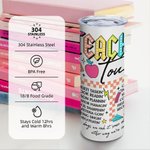 Personalized Retro Neon Letters Teacher Tour 20oz Skinny Tumbler with Straw and Cleaning Brush Back to School Appreciation Gift for Teacher