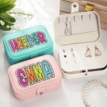 Personalisierte tragbare Dalmatiner Dots Schmuck-Box mit Regenbogen Name Geburtstag Hochzeit Bachelorette Party Geschenk für sie