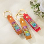 Personalisierte Multicolor Dalmatiner Dots Leder Schlüsselanhänger mit Namen Hochzeit Party Geburtstag Geschenk für sie
