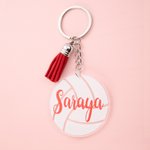 Llavero acrílico personalizado con borla de voleibol y nombre Juego de 2 regalos de cumpleaños para los amantes del voleibol