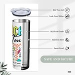 Personalized Retro Neon Letters Teacher Tour 20oz Skinny Tumbler with Straw and Cleaning Brush Back to School Appreciation Gift for Teacher