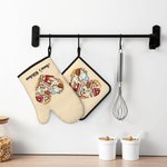 Strumenti da forno personalizzati Love Heart Set di guanti da forno e presine resistenti al calore con testo e passante da appendere per gli amanti de