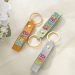 Personalisierte Multicolor Dalmatiner Dots Leder Schlüsselanhänger mit Namen Hochzeit Party Geburtstag Geschenk für sie