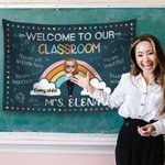 Personalized Cartoon Rainbow Welcome To Our Classroom Tapestry with Name Teacher's Day Back to School Gift for Teacher