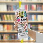 Personalized Retro Neon Letters Teacher Tour 20oz Skinny Tumbler with Straw and Cleaning Brush Back to School Appreciation Gift for Teacher