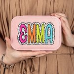 Personalisierte tragbare Dalmatiner Dots Schmuck-Box mit Regenbogen Name Geburtstag Hochzeit Bachelorette Party Geschenk für sie