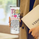 Personalized Retro Neon Letters Teacher Tour 20oz Skinny Tumbler with Straw and Cleaning Brush Back to School Appreciation Gift for Teacher