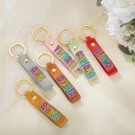 Personalisierte Multicolor Dalmatiner Dots Leder Schlüsselanhänger mit Namen Hochzeit Party Geburtstag Geschenk für sie