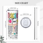 Personalized Retro Neon Letters Teacher Tour 20oz Skinny Tumbler with Straw and Cleaning Brush Back to School Appreciation Gift for Teacher