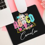 Personalized Retro ABCD Teacher Tour Mouse Pad with Cartoon Character and Name Appreciation Back to School Gift for Teacher