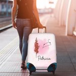 Gepersonaliseerd Een meisje dat echt van reizen hield Geboortebloem sterrenbeeld Bagagehoes Past 18-32 Inch Koffer Verjaardagscadeau voor haar