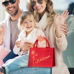 Personalisierte Rote Jute Tragtasche und Geburtsblume & Name Geburtstag Weihnachten Geschenk für Damen Familie