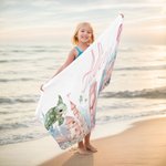 Personalisiertes Cartoon Meereswelt Meerjungfrau Strandtuch mit Namen Schnell Trocknend Saugfähig Strand Urlaub Zubehör Geschenk für Mädchen