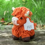 Personalised Crochet Highland Cow Plush Toy with Ear Tag