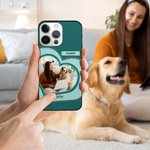 Personalisierte Leder Herz Foto Telefon Fall für iPhone mit Namen Geburtstag Geschenk für Tierliebhaber