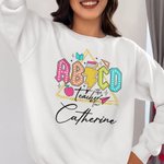 Camiseta y sudadera personalizadas ABCD Teacher Tour con nombre Apreciación Regalo de vuelta al cole para profesor