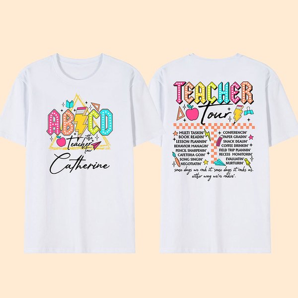 Camiseta y sudadera personalizadas ABCD Teacher Tour con nombre Apreciación Regalo de vuelta al cole para profesor