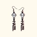 Pendientes personalizados de calavera estilo hotel Hazbin con nombre Cosplay Accesorio Regalo de Halloween para mujer