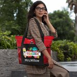 Personalized Colorful Apple Ruler Design Teacher Oxford Large Tote Bag with Name Back to School Appreciation Gift for Teacher