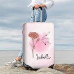 Gepersonaliseerd Een meisje dat echt van reizen hield Geboortebloem sterrenbeeld Bagagehoes Past 18-32 Inch Koffer Verjaardagscadeau voor haar
