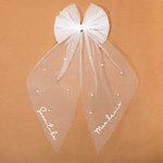 Personalised Pearl White Bride Bow Clip Veil Headdress Hen Party Accessories Engagement Wedding Gift for Her
