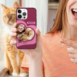 Personalisierte Leder Herz Foto Telefon Fall für iPhone mit Namen Geburtstag Geschenk für Tierliebhaber