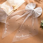 Personalised Pearl White Bride Bow Clip Veil Headdress Hen Party Accessories Engagement Wedding Gift for Her