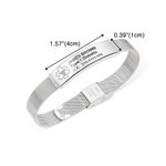 Personalized Adjustable Emergency Medical Alert ID Mesh Band Bracelet with Engraved Text Birthday Gift for Diabetes Allergy Epilepsy Autism