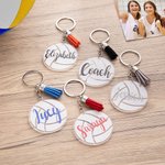 Llavero acrílico personalizado con borla de voleibol y nombre Juego de 2 regalos de cumpleaños para los amantes del voleibol