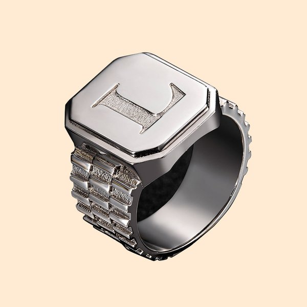 Personalized Engraved Initial Men's Signet Ring Watchband Pinky Ring Father's Day Birthday Anniversary Gift for Him