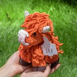 Personalised Crochet Highland Cow Plush Toy with Ear Tag