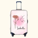 Gepersonaliseerd Een meisje dat echt van reizen hield Geboortebloem sterrenbeeld Bagagehoes Past 18-32 Inch Koffer Verjaardagscadeau voor haar