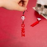 Pendientes personalizados de calavera estilo hotel Hazbin con nombre Cosplay Accesorio Regalo de Halloween para mujer