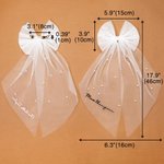 Personalised Pearl White Bride Bow Clip Veil Headdress Hen Party Accessories Engagement Wedding Gift for Her